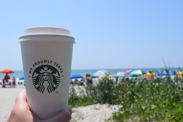 Starbucks on Beach with Ocean in Background