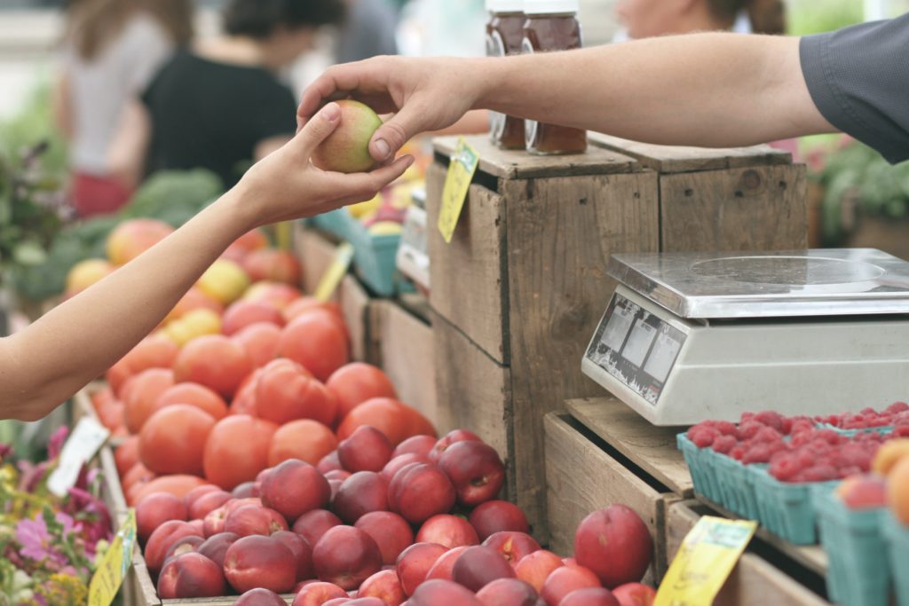 Farmers Market with Fruits and Vegetables