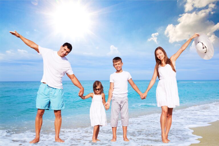 family at beach