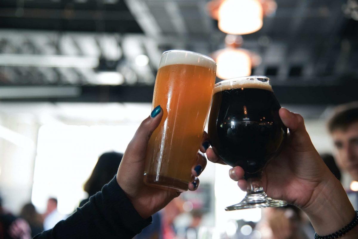 People cheersing with beer