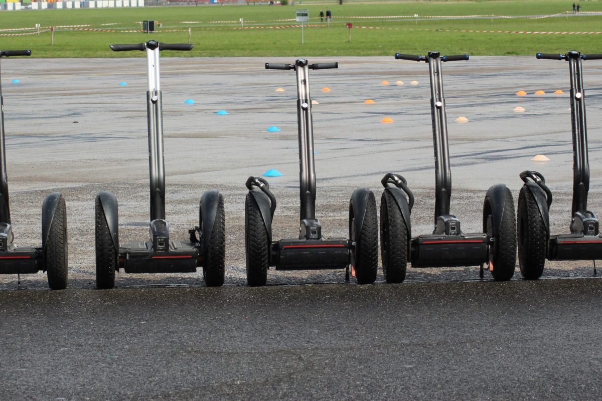 Segways lined up in a row